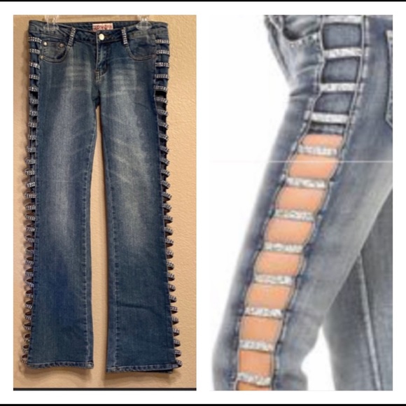 jeans with rhinestones down the side